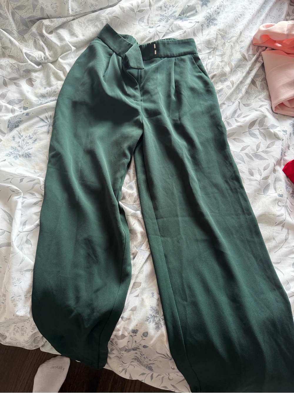 Ever New Dark Green Wide-Leg Trousers